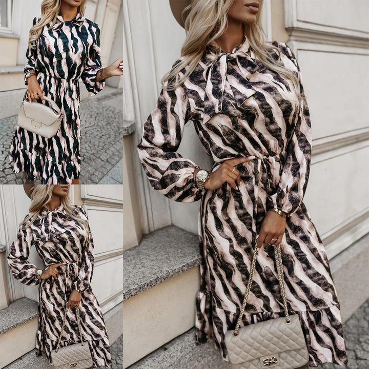 Maxi dress for ladies with an elegant striped pattern and practical pockets Lune London