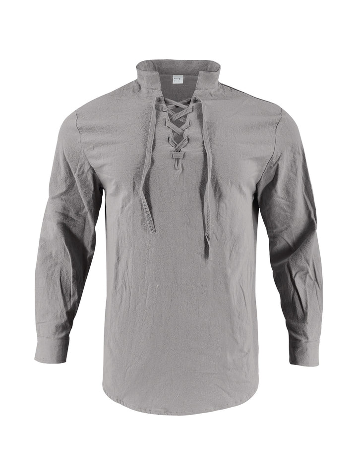Long sleeve shirt for men with fashionable laces and high collar Lune London