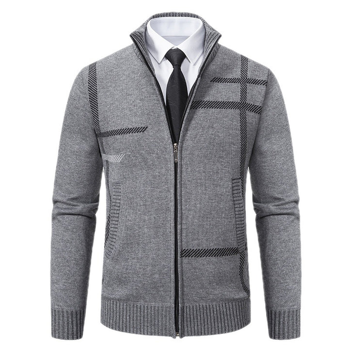 Men's knit jacket with graphic patterns and high collar Lune London