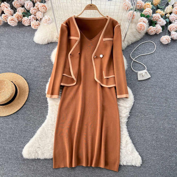 Elegant knitted dress for women with matching blazer Lune London