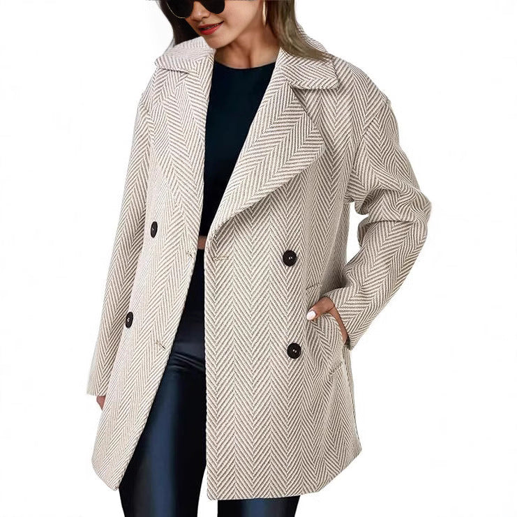 Lune London double-breasted transition coat for women