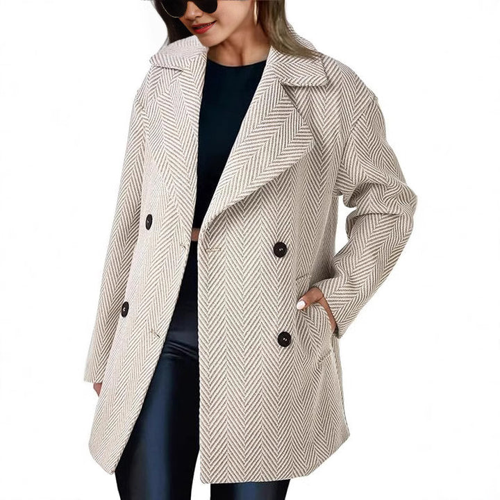 Lune London double-breasted transition coat for women