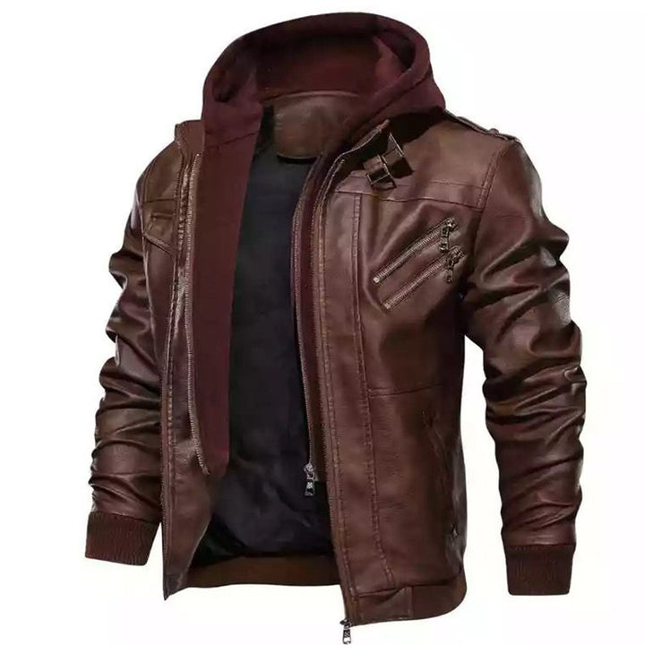 Men's vintage look biker jacket with removable hood and versatile pockets Lune London