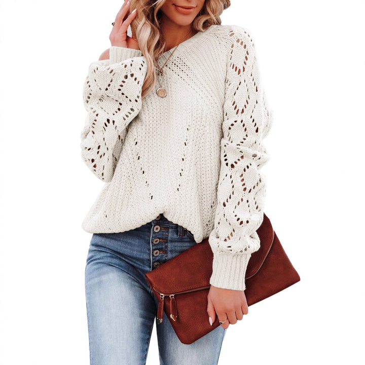 Pull en tricot pour femmes avec un élégant motif ajouré et des manches volumineuses Lune London