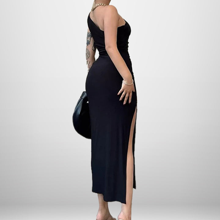 Robe enveloppante élégante pour femme avec design asymétrique et fente haute Chic & Stil