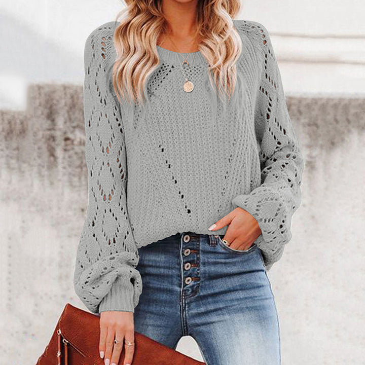 Women chunky knit sweater with V-neck and openings for airy sleeves Lune London