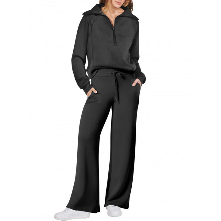 Ladies elegant fleece loungewear set with high collar Lune London