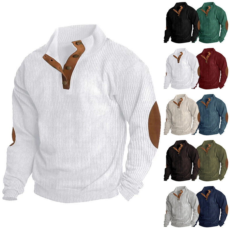 Structured sweater for men with modern leather applications Lune London