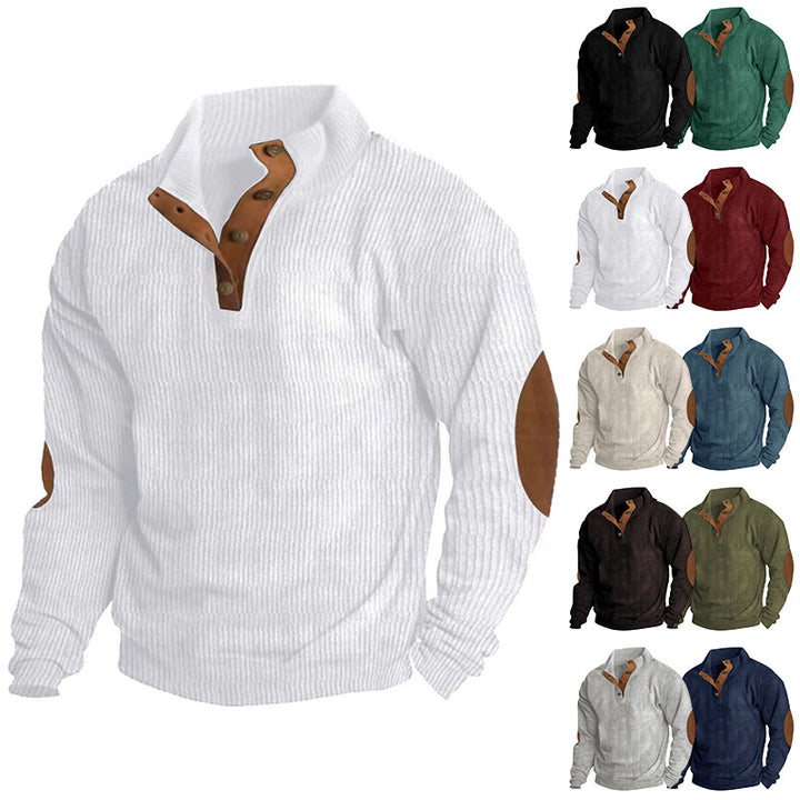 Structured sweater for men with modern leather applications Lune London
