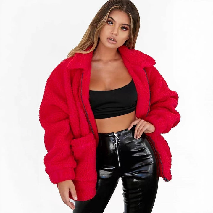 Faux fur jacket for women with hood and raglan cut Lune London