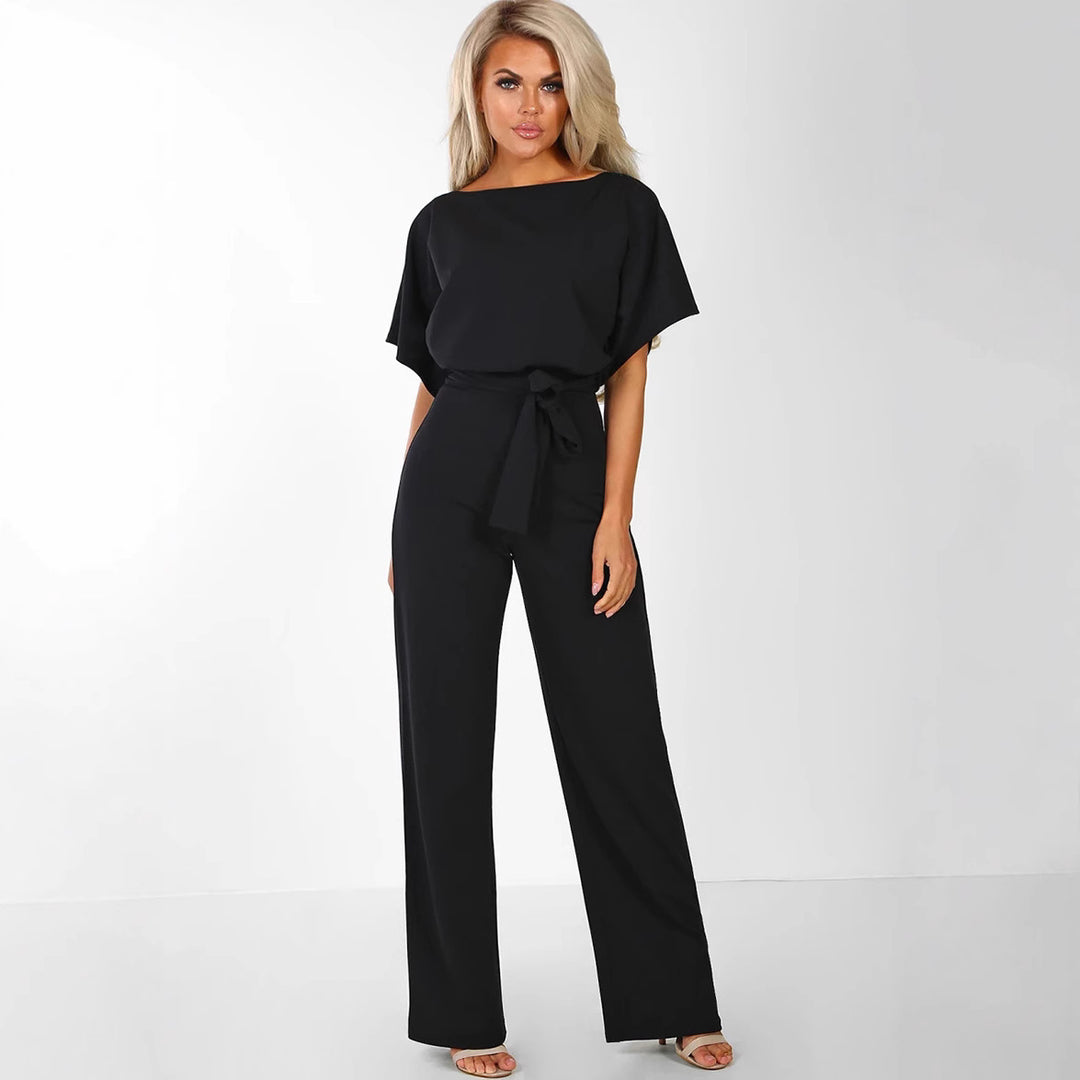 Ladies elegant wide-leg jumpsuit with chic and stylish waist detail