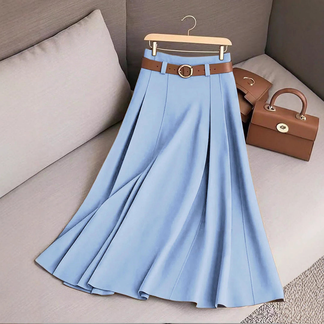 Jupe plissée évasée pour femmes avec application de ceinture élégante Chic & Stil