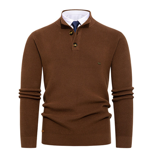 Knit sweater for men with button details and modern high collar Lune London