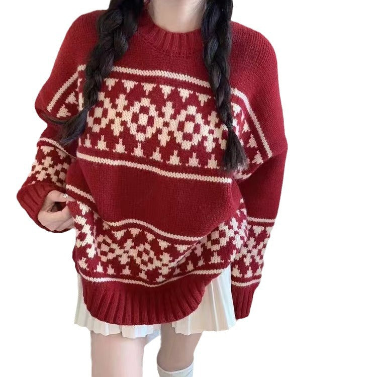 Women's thick knit sweater with a striking Norwegian pattern Lune London