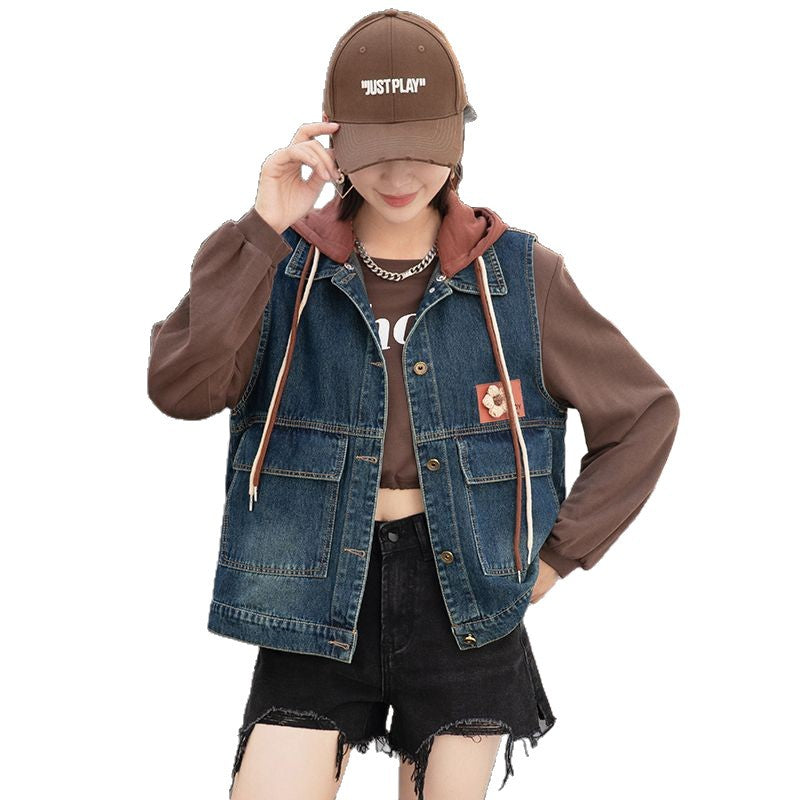 Gilet en denim pour femmes avec capuche Chic & Stil