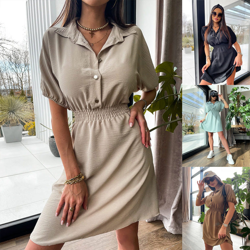 Shirt dress for women with elastic waist and trendy collar Lune London