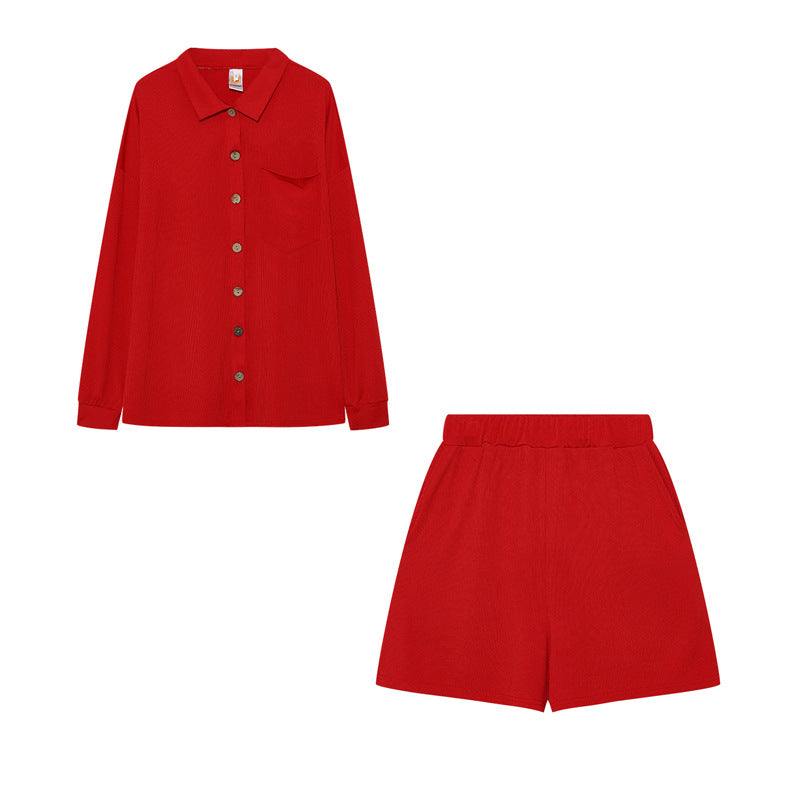 Lune London women's casual shirt and shorts set with chest pocket