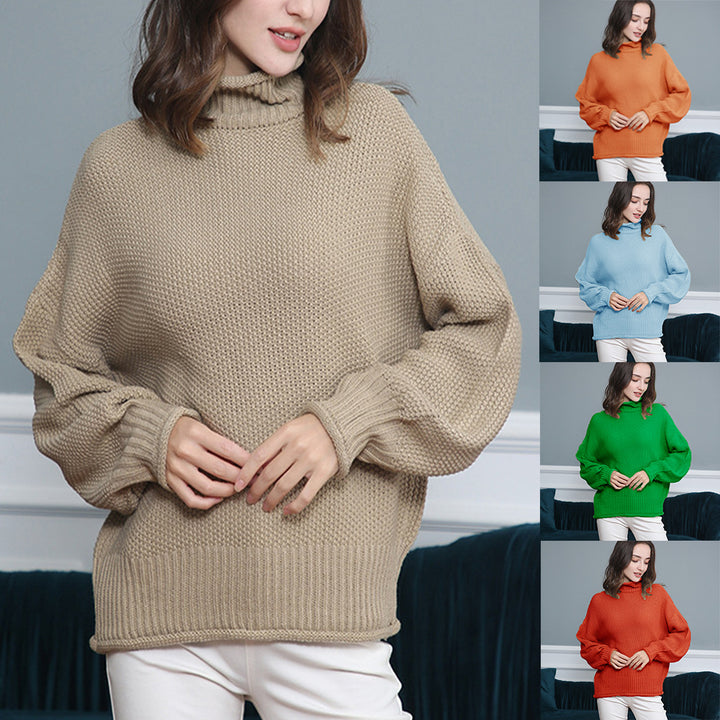 Pull femme en grosse maille avec col roulé et coupe aérienne Lune London