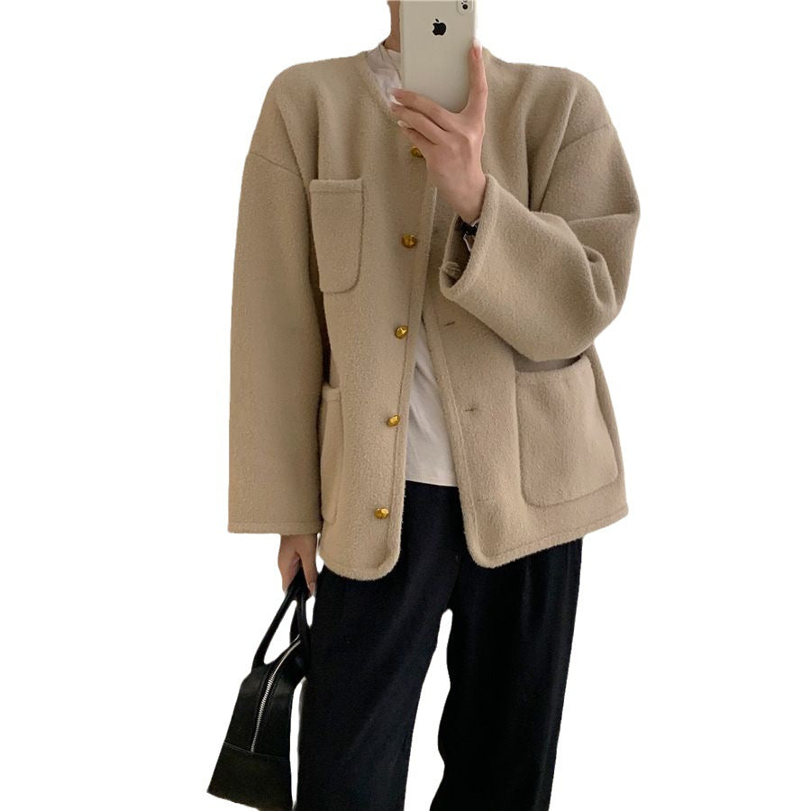 Ladies Soft Jacket with decorative buttons and large pockets Lune London