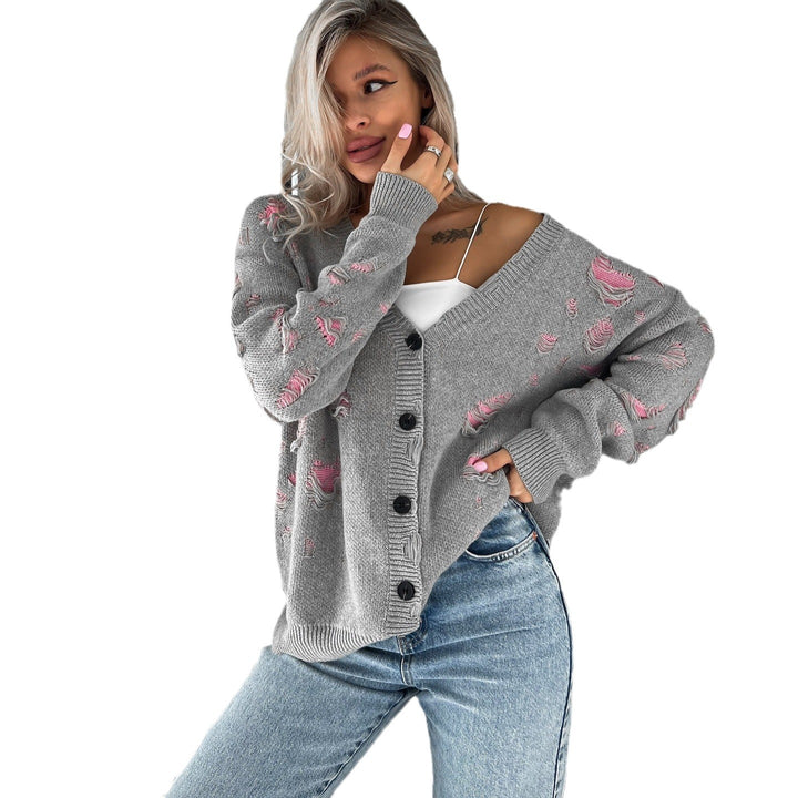 Oversized knit jacket for women with a floral design and a relaxed fit Lune London