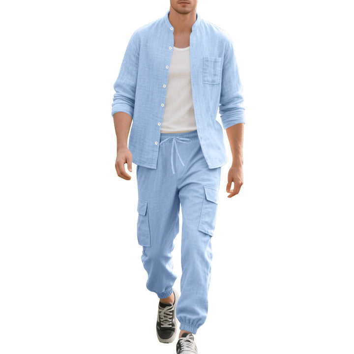Comfortable Men's Cargo Shorts and Casual Long Sleeve Shirt Lune London