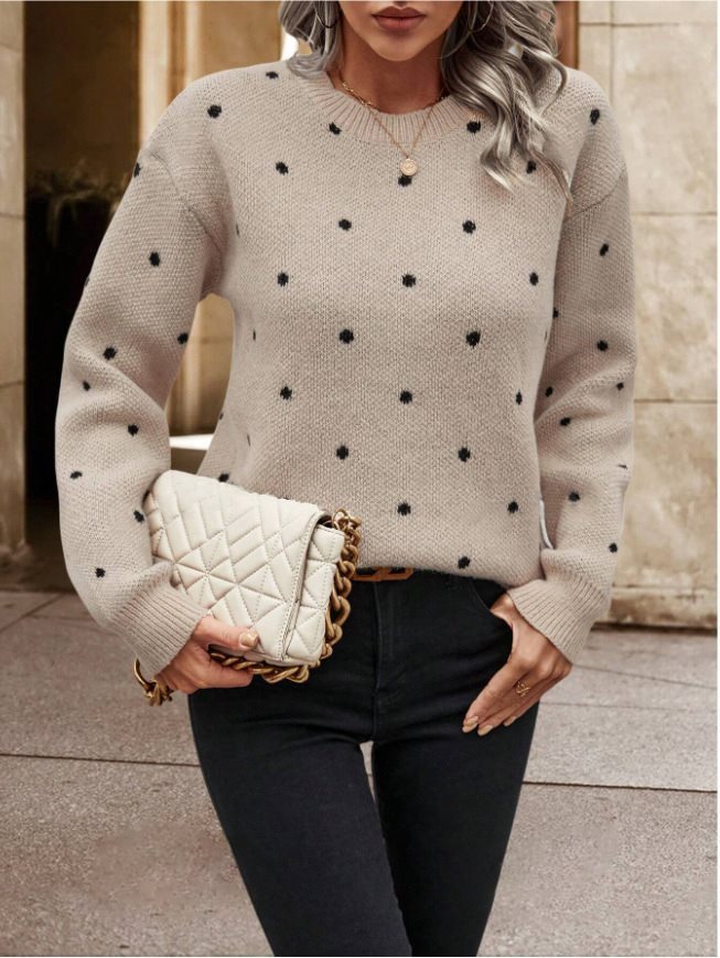 Knit patterned sweater for women with crew neck and relaxed fit Lune London