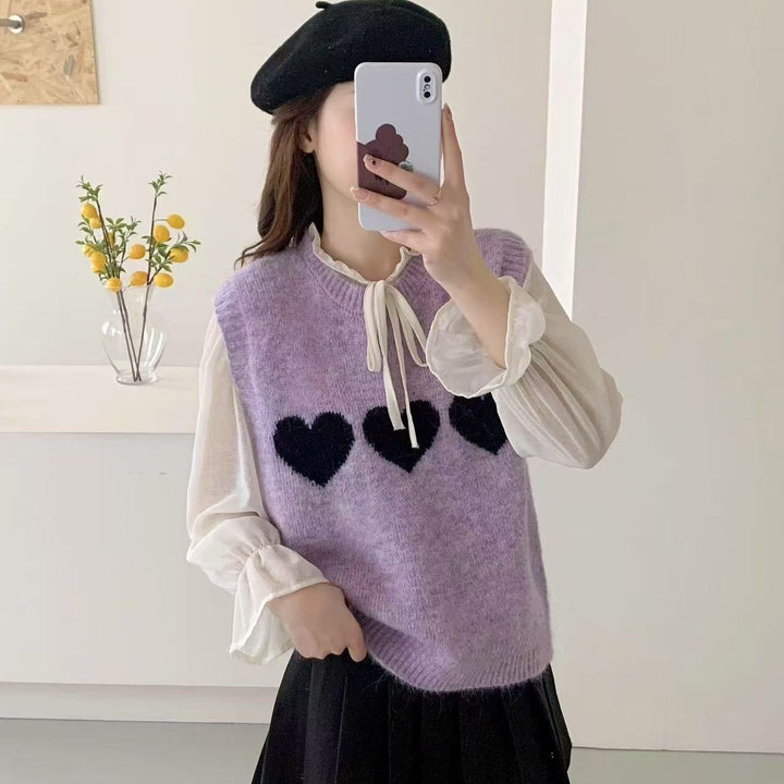 Pull en maille pour femmes avec motif cœur Chic & Stil