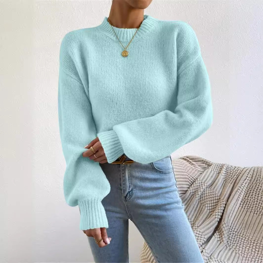 Loose knit sweater for women with high collar and textured design Lune London