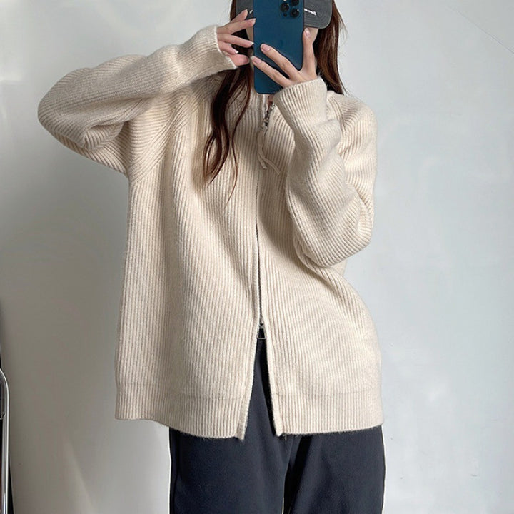 Cardigan pour femme avec col montant et fermeture éclair Chic & Stil
