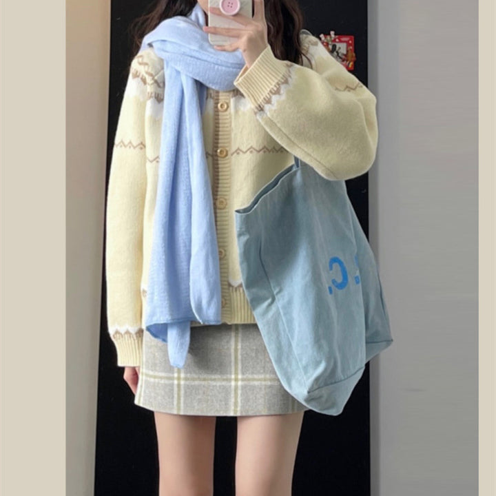 Women's knitted jacket with artistic pattern Lune London