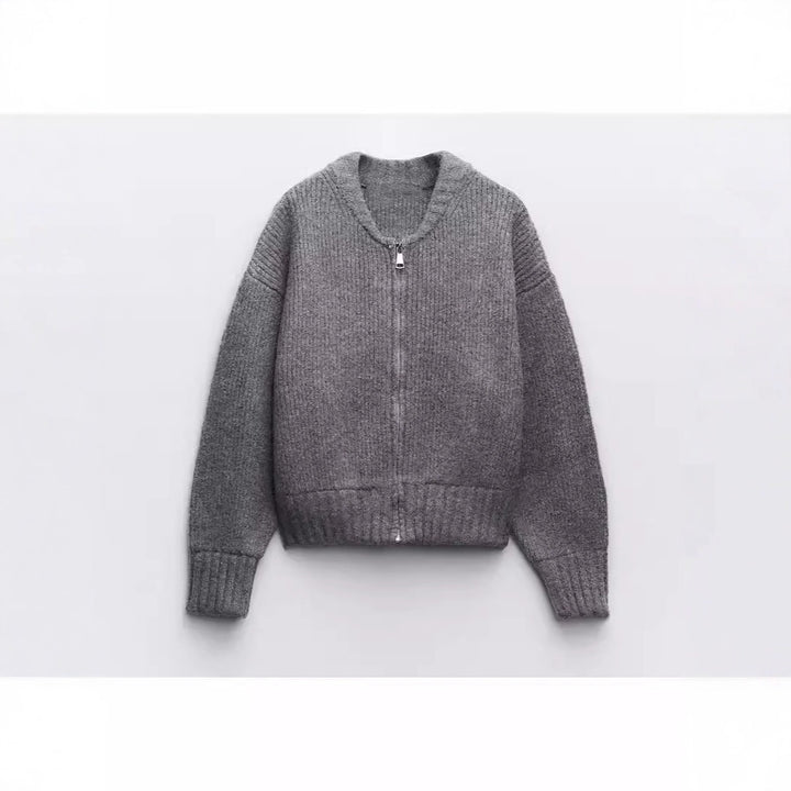 Cardigan moderne pour femmes avec des manches volumineuses et fermeture éclair Chic & Stil