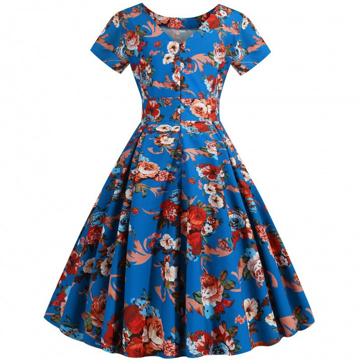 Robe swing pour femmes avec un design floral et un haut ajusté Chic & Stil