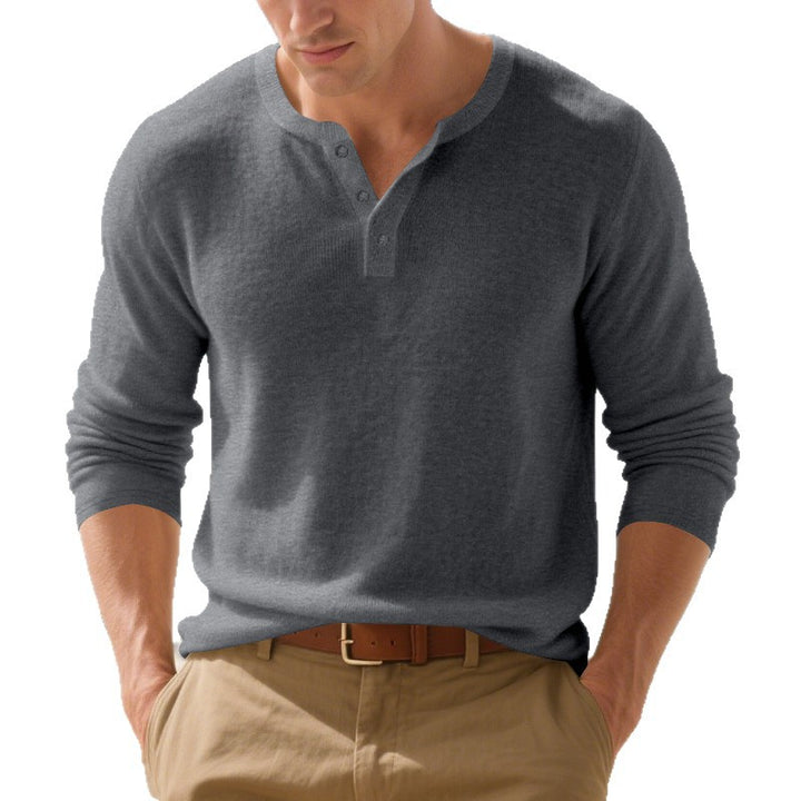 Men's long sleeve Henley T-shirt in high-quality cotton blend with trendy button details Lune London