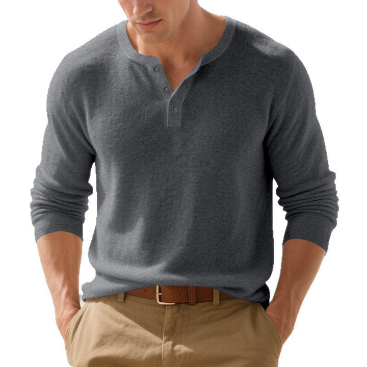 Men's Long-Sleeved Henley Shirt Made Of High-Quality Cotton Blend with Stylish Button Details Lune London