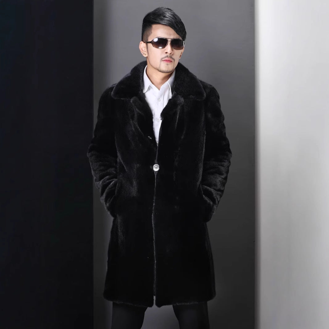 Elegant faux fur coat for men with deep collar Lune London