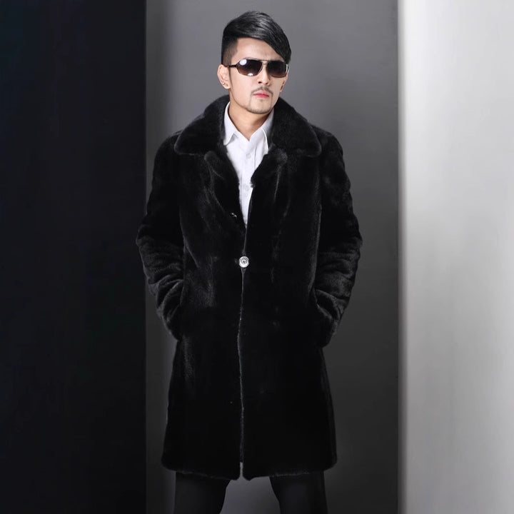 Elegant faux fur coat for men with deep collar Lune London