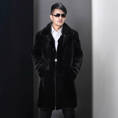 Elegant faux fur coat for men with deep collar Lune London