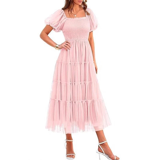 Maxi dress for women with voluminous sleeves and an off-shoulder design Lune London