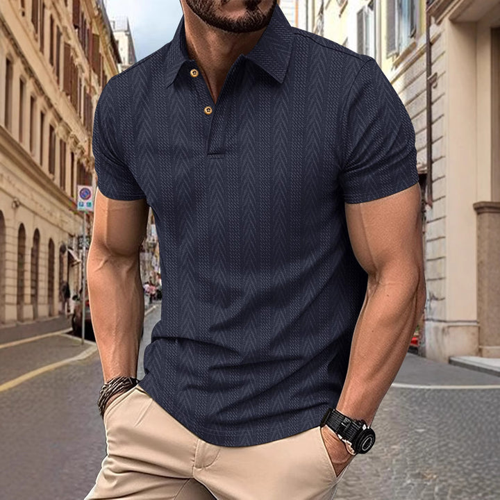 Trendy short-sleeved polo shirt for men with textured design Lune London