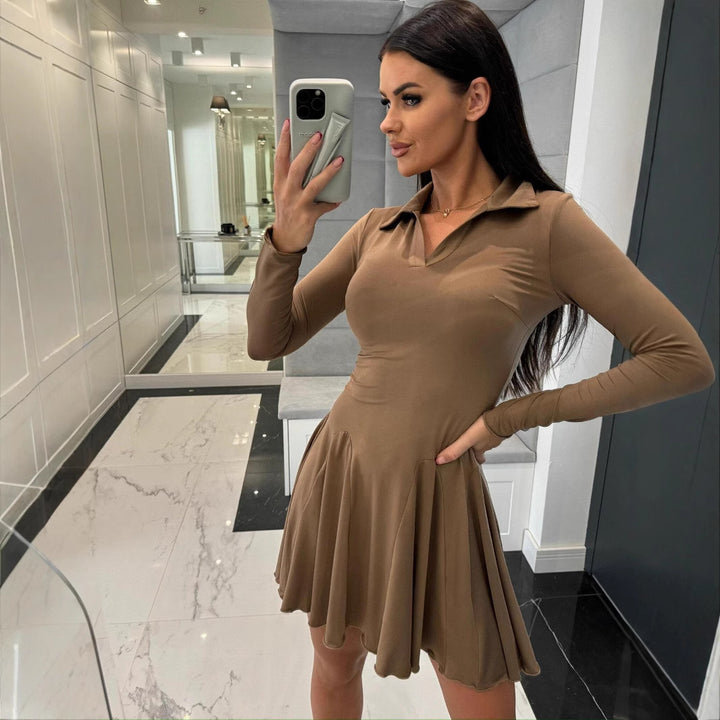A-line dress for women with polo collar and flared skirt Lune London
