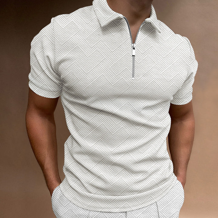 Men's Short Sleeve Polo with Structured Zip Lune London