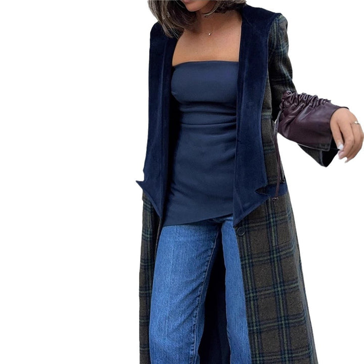 Plaid coat for women with trendy lapels and removable collar Lune London