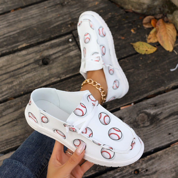 Slip-on sneakers for women with baseball pattern Lune London