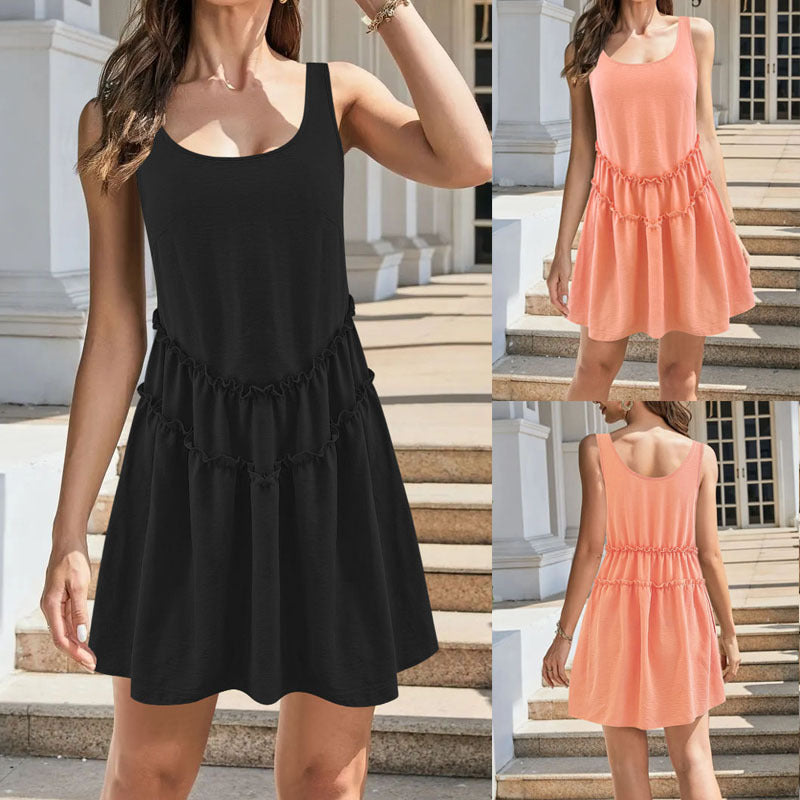 Ladies Satin Ruffle Dress Lune London