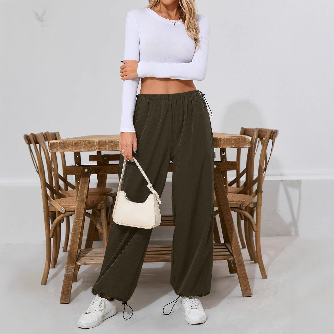 Pantalons décontractés confortables pour femmes avec cordon de serrage et jambe large Chic & Stil