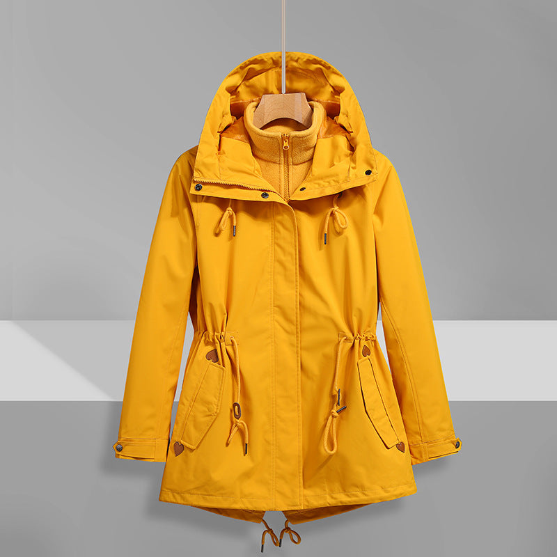 Women's waterproof transition jacket with adjustable hood system and practical pockets Lune London