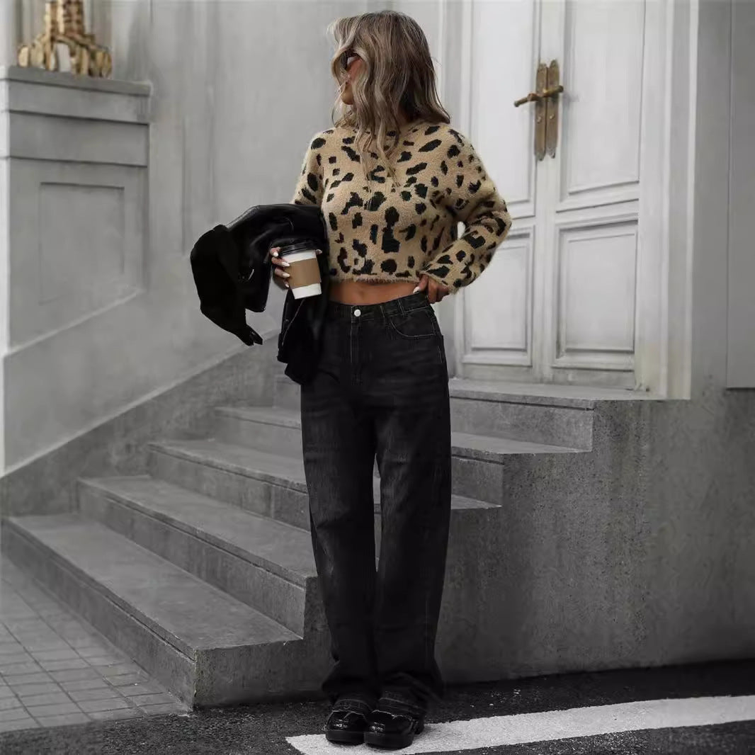 Ladies Soft Wool Sweater in Leopard Lune London