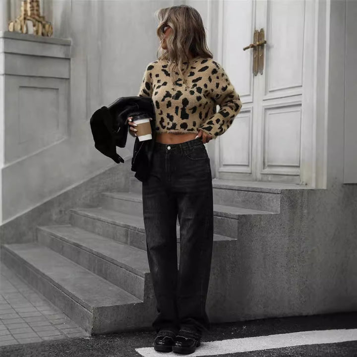 Ladies Soft Wool Sweater in Leopard Lune London