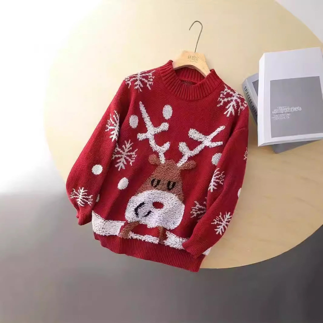 Pullover knit for women with reindeer and snowflakes pattern Lune London