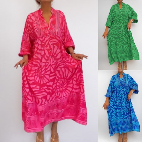 Women's long sleeve tunic dress with modern graphic pattern Lune London